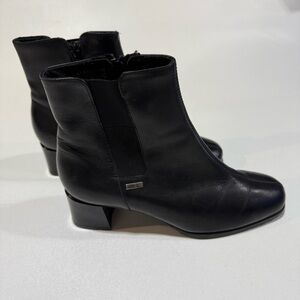 Ara Black Leather Gortex Block Heel Chelsea Boot Womens Size 7